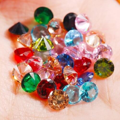 3.0~5.0mm Loose CZ Cubic Zirconia Stone Multicolor Round Shape Cut Synthetic Gems For Nail Art Manicure Decoration