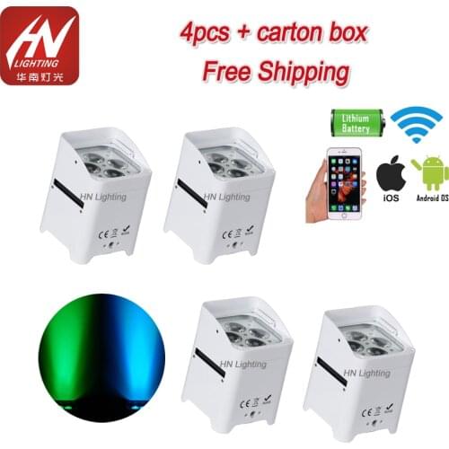 4pcs dj freedom par 4X18W RGBWA UV 6IN1 LED Uplight Battery Wireless dmx Par Lights WIFI Remote for DJ