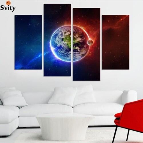 4pcs/set UnFramed Printed Stars universe space Painting on canvas room decoration print poster picture canvas Free shipping