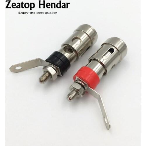 4Pcs Brass Audio Speaker Power Amplifier Binding Post Terminal Connector with Spring Inside Lock Adapters
