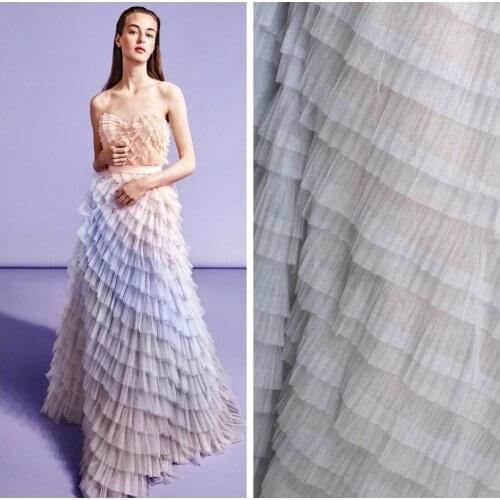 5yards/lot New fashion gray Multi-storey organza embroidred lace fabric for wedding/evening dress fabric