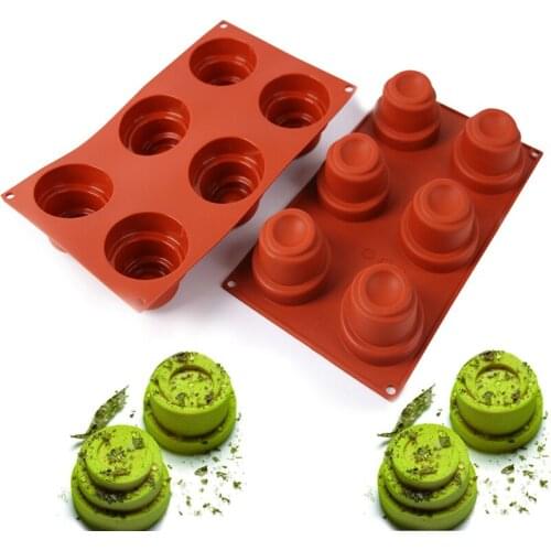 6 Cavity Cake Decorating Mold 3D Silicone Molds Baking Tools for Heart Round Cakes Chocolate Brownie Mousse Make Dessert Pan