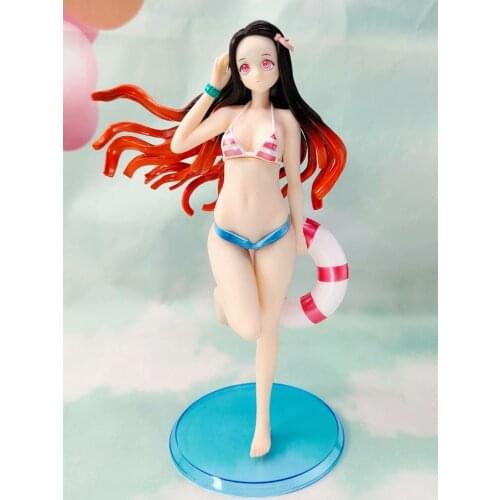 Anime Demon Slayer Swimsuit Kimetsu no Yaiba Kamado Nezuko PVC Action Figure Toy Sexy Girl Statue Collectible Model Doll 25cm