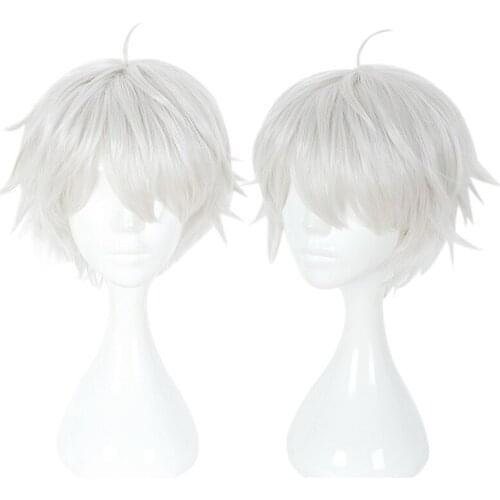 Anime Cosplay Hair TRIGGER YAOTOME GAKU Short Silver Grey Synthetic Hair for Adult Role Play Headwear