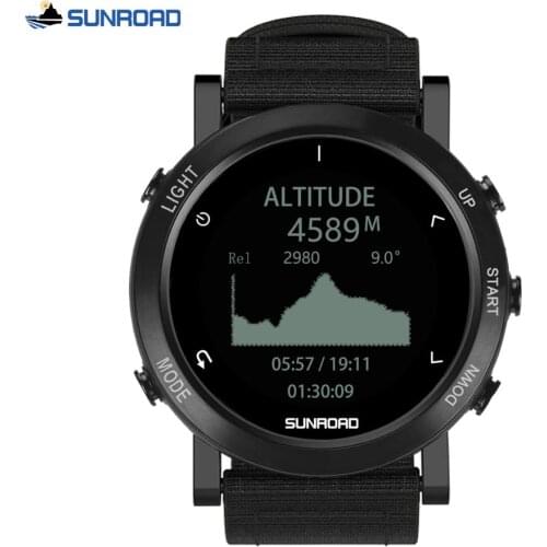 SUNROAD Digital Sports Clock Men Watches with Altimeter Barometer Heart RATE Nylon Pedometer 5ATM Waterproof Swim Wristwatch