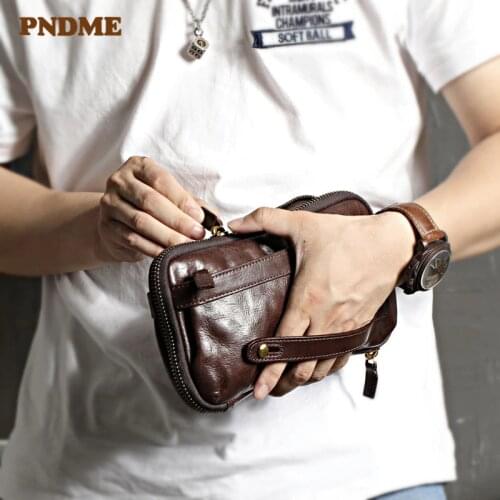 Business high-quality natural real cowhide mens clutch bag fashion vintage luxury genuine leather large capacity phone wallet