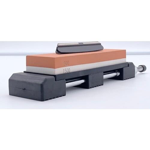 Double-sided sharpening stone blade sharp Apex edge 600/1500 grit Angle guide stainless steel Silica gel base kitchen whetstone