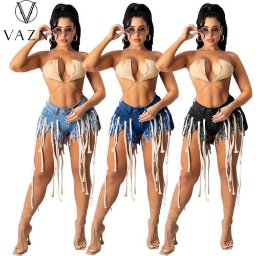 VAZN 2020 Hot Sale Fashion Hip Hop Casual Ripped Hole Denim Short Pants Punk Women Blue Jean Pants Sexy Denim Pants