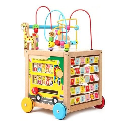 Walkers Activity & Gear infants 's walker wooden baby walker Four sides round beads educational baby toys andador para bebe sale
