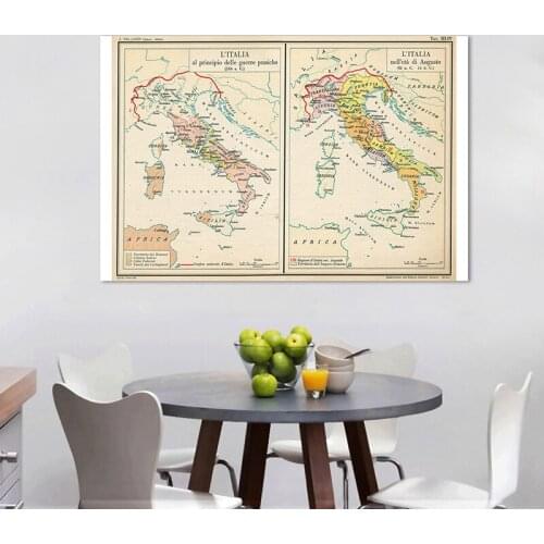 The Italy Map In Italian Retro Wall Art Poster Non-woven Canvas Painting Vintage Italy Picture Student Classroom Study Supplies