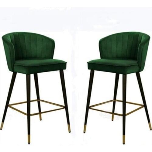 China supplier hotel modern stainless steel wooden leg velvet fabric high bar stool chair for bar table