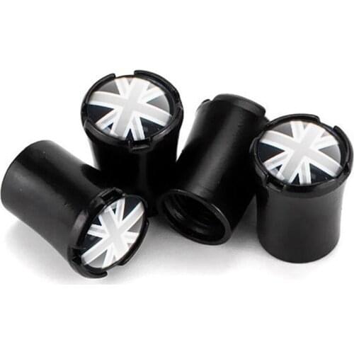 4pcs/Lot British Black Flag Car Tire Valve Caps For Jaguar XF XK XKR X-type Wheel Tires Air Dust Waterproof Screw Airtight Cap