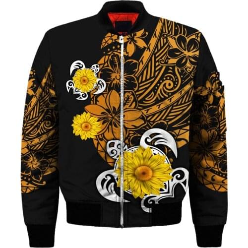 Hawaii Plumeria American Samoa Mens Unisex 3D Print Thick Bomber Jackets Zipper Flight Jacket Casual Coat Women New Streetwear 5