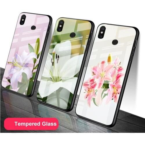 Lily Tempered Glass Phone Case For Redmi Note 5 6 7 8 9 Pro Note8T Note9S Redmi8 9 Cover Shell