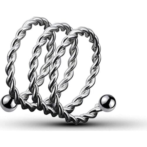 Metal Adult Erectile Load Bearing Exercise Toy Penis Ring Spiral Pattern Prolongs Male Ejaculation Time Exercise Tool Penis Ring