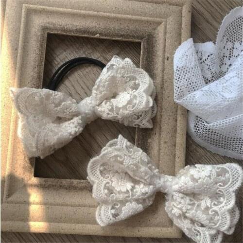 Sweet Lolita Girl Beige Lace Bow Hairpin Handmade Bowknot Hair Circle Hair Accessories B1866