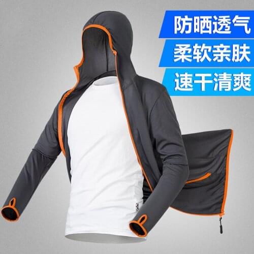Men Fishing Jacket Hooded Quick-Dry Anti-mosquito Long Sleeve Cycling Hiking Jackets Fishing Sports Clothing Climbing Jersey