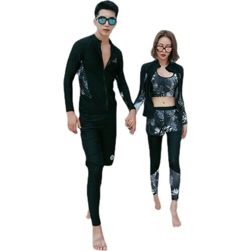 Male and Female Couple Diving Suit Split Long-sleeved Trousers Swimsuit Suit Absorbent and Quick-drying Beach Surfing Suit