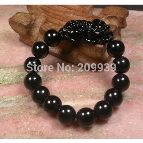 N632 10pc CHINESE Black stone Bead Dragon Pi Xiu Coin (A0427) Feng Shui Bracelet