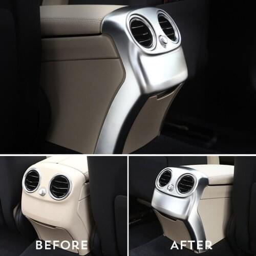 Sticker For Mercedes Chrome Rear armrest box outlet decorative Trim Cover Sticker for Mercedes w205 c class c180 GLC Car Styling