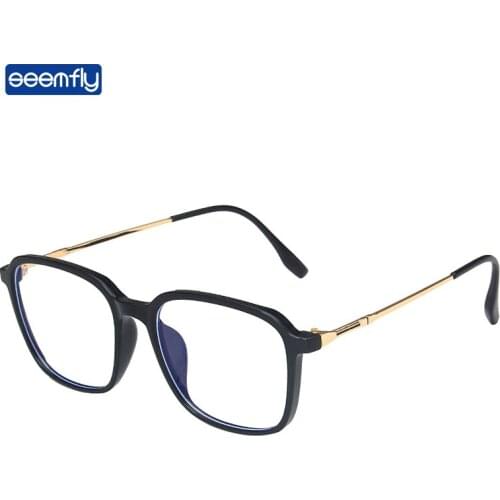Seemfly Irregular Anti-blue Light Glasses Frame Ultralight Comfortable Transparent Spectacles Vintage Metal Plain Glasses Unisex