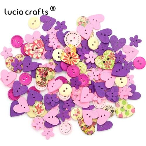 SALE 50pcs Mixed 15-25mm Wooden Buttons for Xmas Party Decor DIY Sewing Garment Handmade Accessories E0607
