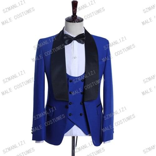 Blue Men Suits For Wedding Groom Suit 2019 Designer High Quality 3 Piece Men Suit Slim Fit Formal Tuxedo Costume Homme Mariage