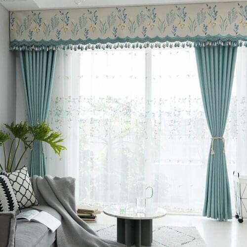 Nordic Blue-green Texture Hemp Blackout Curtains In Love with Tiffany Blue Curtains for Living Dining Room Bedroom