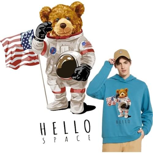 USA Space astronaut thermo stickers on clothes iron on transfers for clothes heat iron-on transfer parches for clothes hoodie
