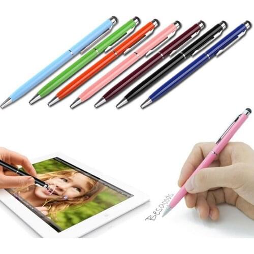 20pcs/Lot 2in1 Touch Screen Stylus Pen+Ballpoint Pen for iPad iPhone Tablet Smartphone radom colors