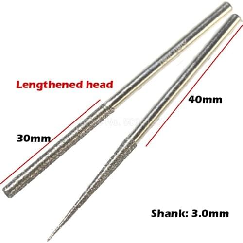 Lengthened Polishing Needle Drill Diamond Grinding Shank Rotary Tip Coarse Emery Burr Grit Bits Abrasive Peeling Trimming Tool
