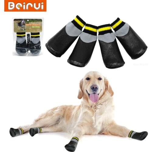 Outdoor Waterproof Dog Socks Rain Wear Non-Slip Anti Skid Cotton Elastic Shoes with Fixed Belt for All Breeds Chihuahua Poodle