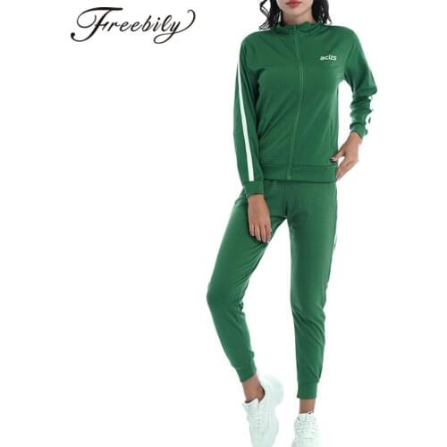 Women Casual Running Sets Sportswear 2Pcs Yoga Sport Outfits Tracksuits Stand Collar Front Zipper Coat and Pants for Gym Workout