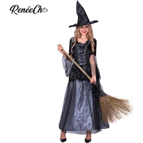 Halloween Costume For Women Adult Renaissance Spider Cosplay Long Black Vampire Dress 2018 Fantasia Rich Lady Witch Costume