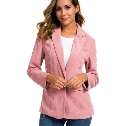 SLLSKY Women Autumn Winter Corduroy Blazer For Office Ladies New female Jackets With Pockets Suits Notched Collar Liner Coats