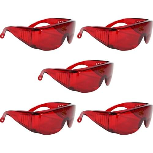 1/5/10/20pcs Dental Protective Safety Goggles Glass Eye Protection Spectacles Eyewear Red Color Fit Curing Light Teeth Whitening