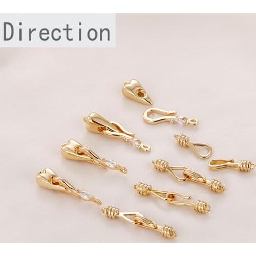 Copper plated 18k gold exquisite love OT buckle rope knot connection diy pearl bracelet necklace end buckle accessories 1PCS