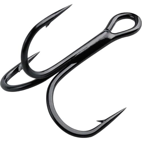 100pcs Fishing Treble Hooks High Carbon Steel Round Bent Triple Bass Hooks 2# 4# 6# 8# 10# Fishhooks Carp Fishing Tackles