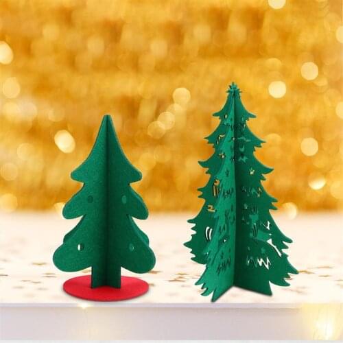 2 Pcs Simulated Christmas Tree Decor Non-Woven Fabric Hollowed Out Red Green Tree Ornament Christmas Decor