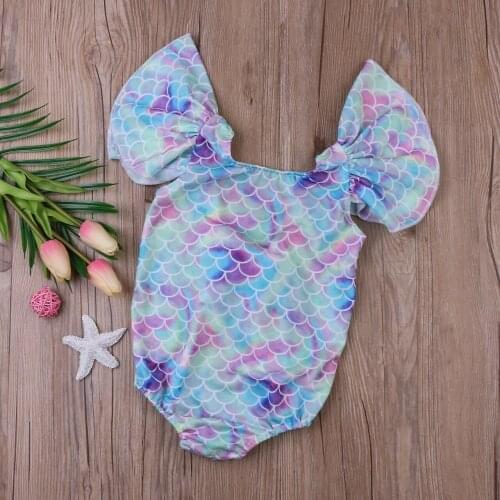 2018 Toddler Kid Baby Girls Mermaid Ruffles Bow Knot Swimwear Swimsuit Bikini One-Pieces Bathing Suit Swimming Clothes Hot