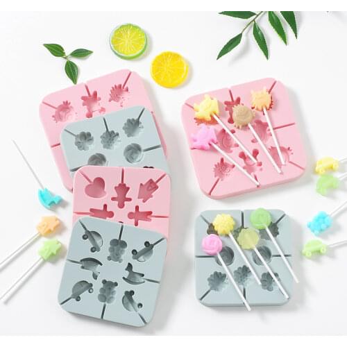 Lollipop 3D silicone molds fondant cake chocolate mold cartoon monster car candy non-stick mold DIY home-made lollipop mold
