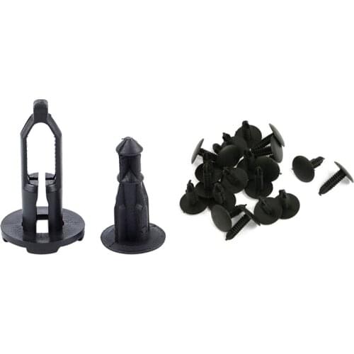 50Pcs Black Bumper Retainer Clips Fasteners & 20Pcs Plastic Fir Tree Trim Panel Clips 16mm Head for 4.8mm Hole Black