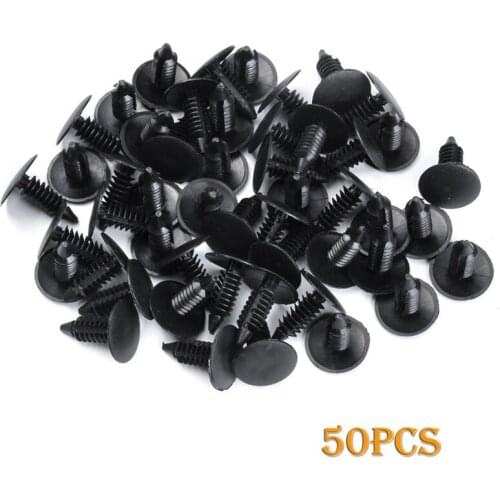 50 PCS Black Plastic Car Door Trim Clip Bumper Rivets Screws Panel Push Fastener Kit For Ford