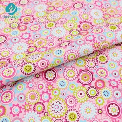 50cm*160cm Pink with Colorful Flowers Printed Cotton Fabric For Sewing Bedding Textile Cushions Letter pillows Fabric