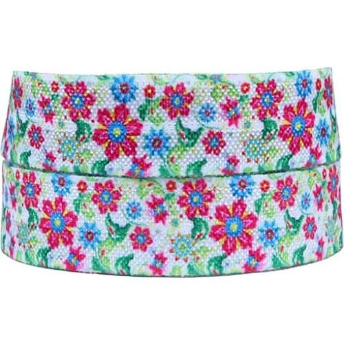 50 Yards floral foe, wholesale 15mm Spring season tiny flower design fold over elastic