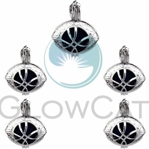 5X Rugby Pearl Cage Jewelry Findings Cage Locket Pendant Essential Oil Diffuser Locket For Oyster Pearl Necklace