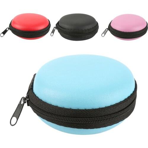 5 Color Portable Headphone Case Mini Zipper Round Storage Hard Bag SD TF Card Data Cable Bluetooth