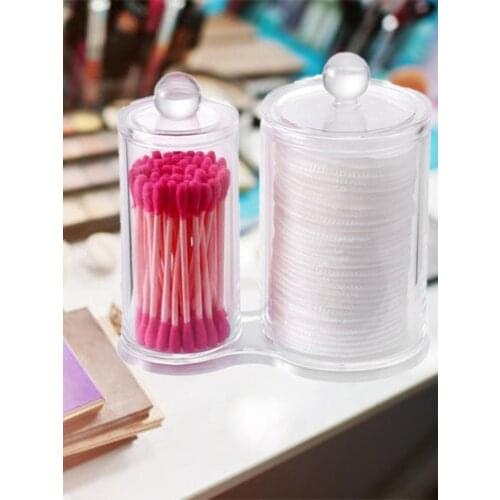 Makeup Accessary - Cotton Pads Holder Clear Acrylic Cotton Pads Holder Swab Jar Bottle Divider with 2 Sections