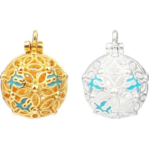 DoreenBeads Fashion Zinc Alloy Angel Wish Box Locket Flower Gold/Silver Color Can Open (Fits 10mm Beads) DIY Making Jewelry,2PCs