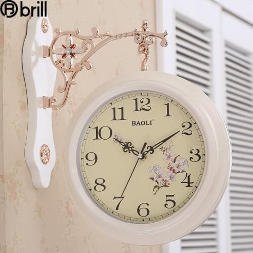Double Faced Luxury Wood Large Wall Clock Modern Design Creative Vintage Wall Hanging Clocks Living Room Reloj De Pared Decor